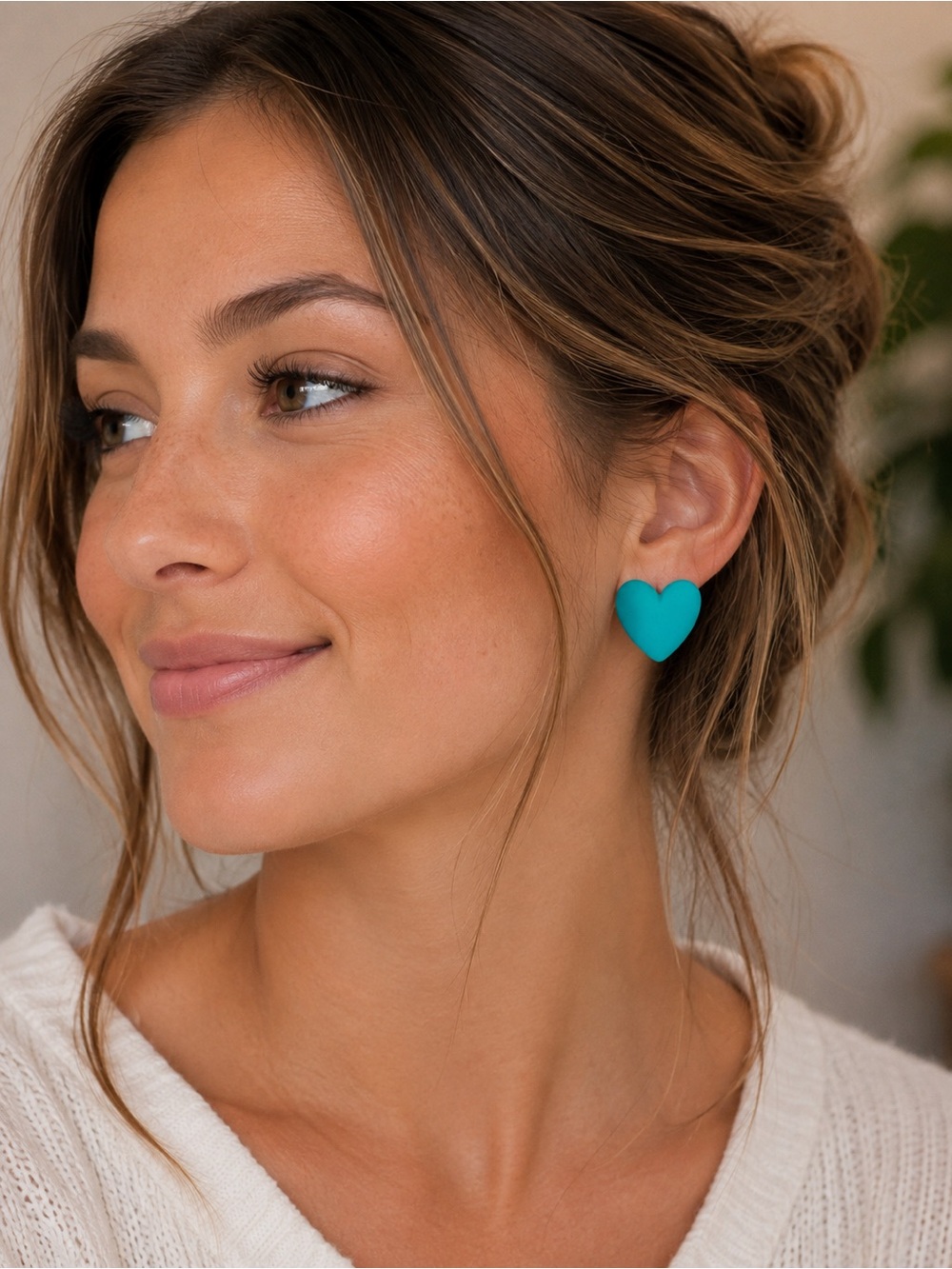 Turquoise Hearts Statement Earrings